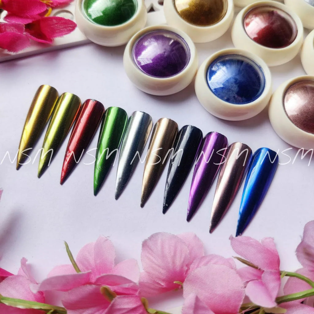 Metallic Chrome Powder (Set Of 10 Vibrant Colors)