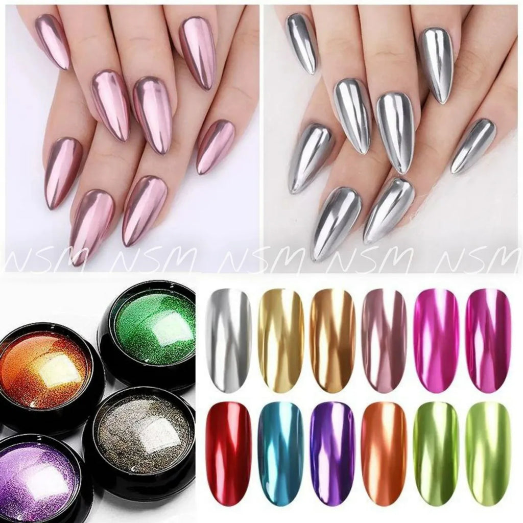 Metallic Chrome Powder (Set Of 10 Vibrant Colors)