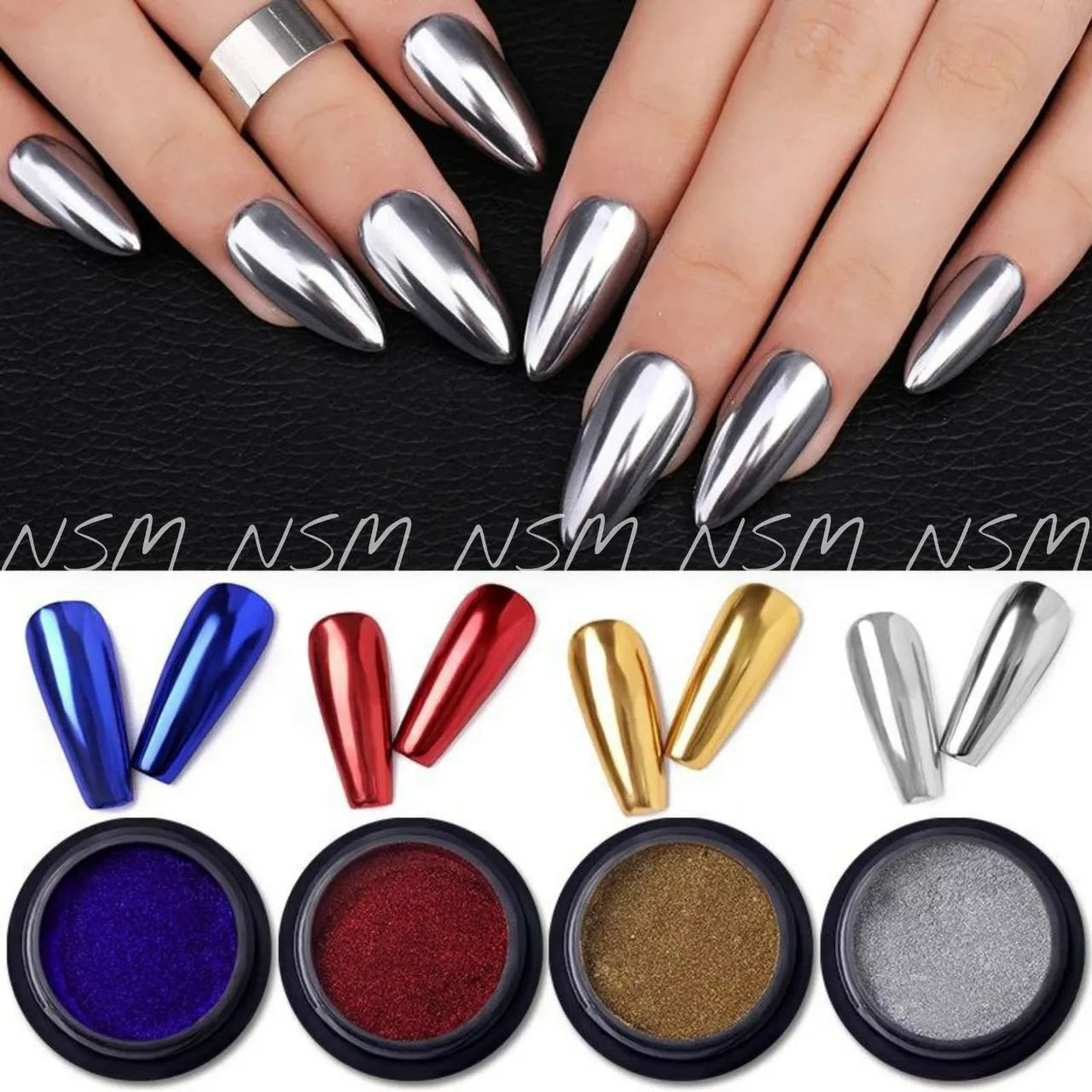 Metallic Chrome Powder (Set Of 10 Vibrant Colors)