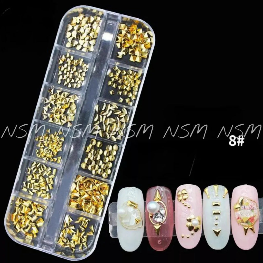Gold Metal Nail Accessories Grid