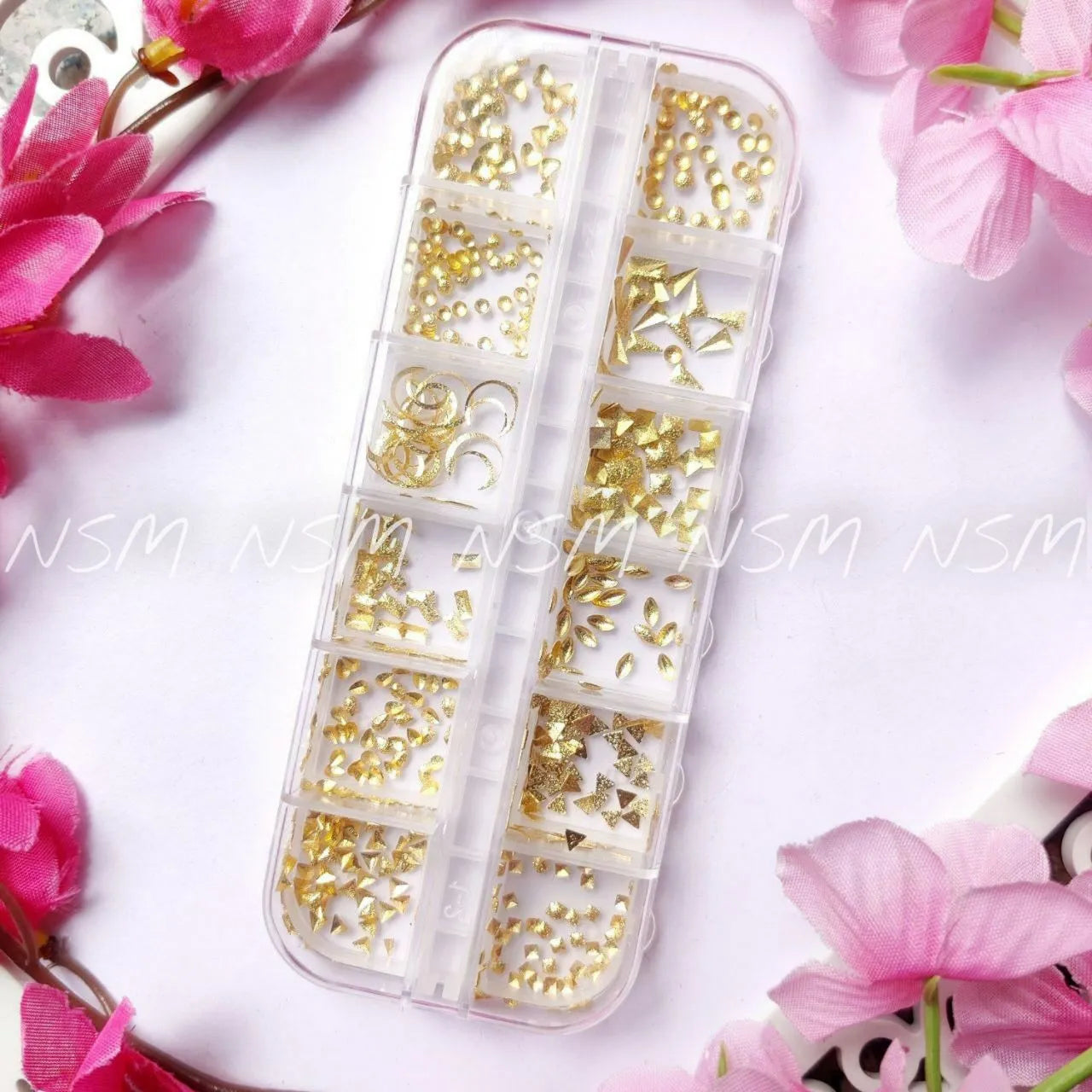 Gold Metal Nail Accessories Grid