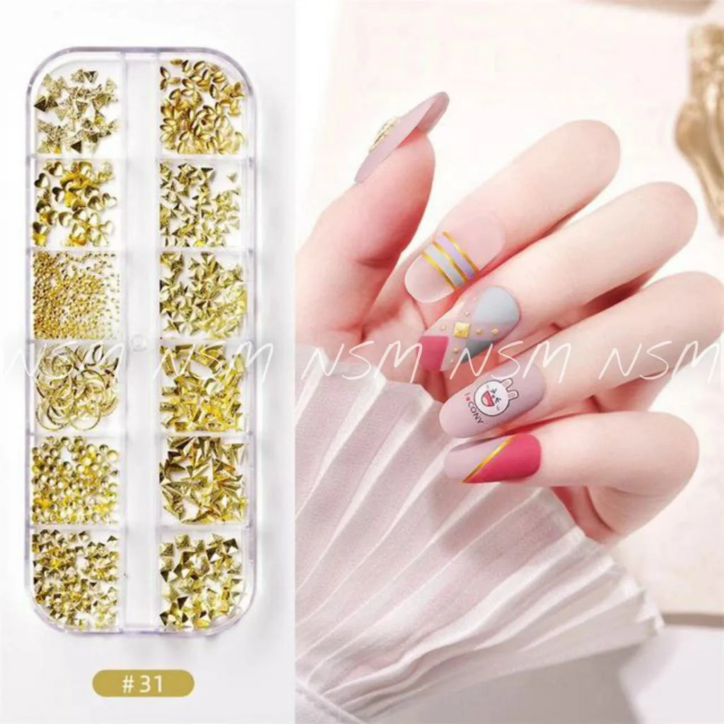 Gold Metal Nail Accessories Grid
