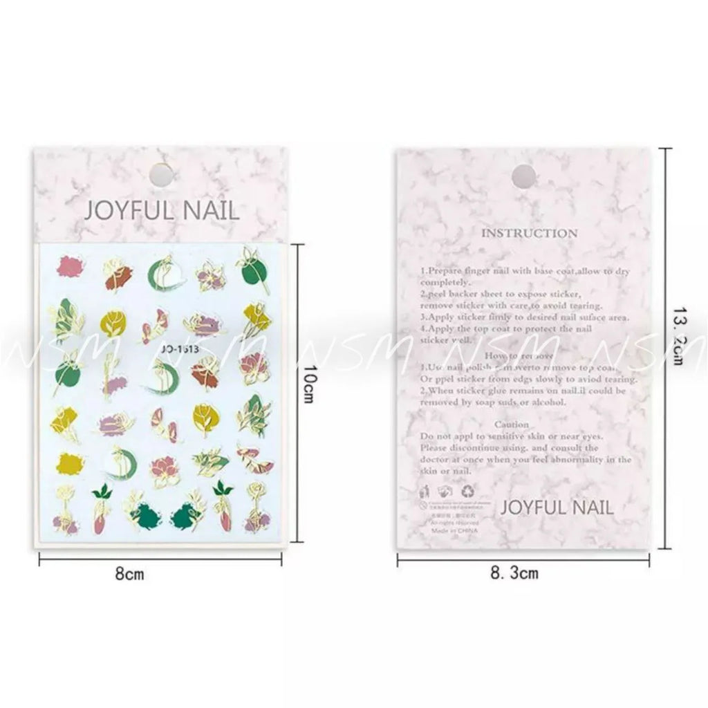 Abstract Floral Print Gold Tinted Sticker Sheets (JO - 1613)