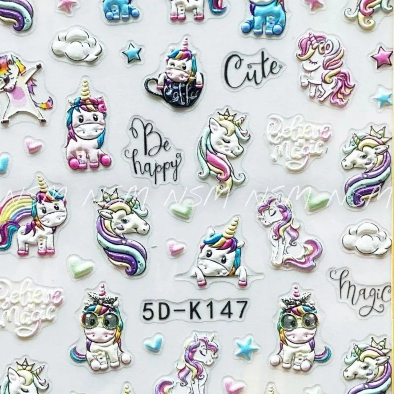 Cute Unicorn 5D Sticker Sheets