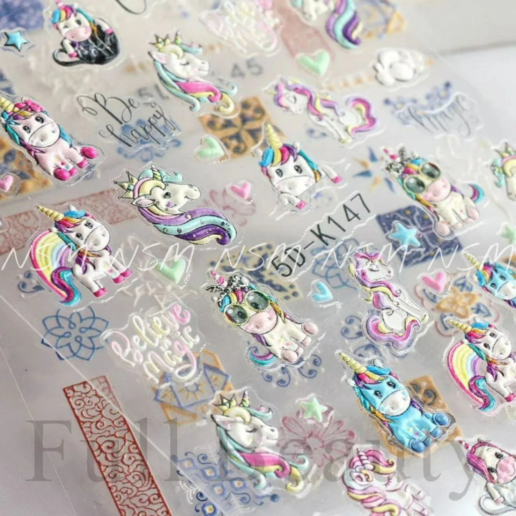 Cute Unicorn 5D Sticker Sheets