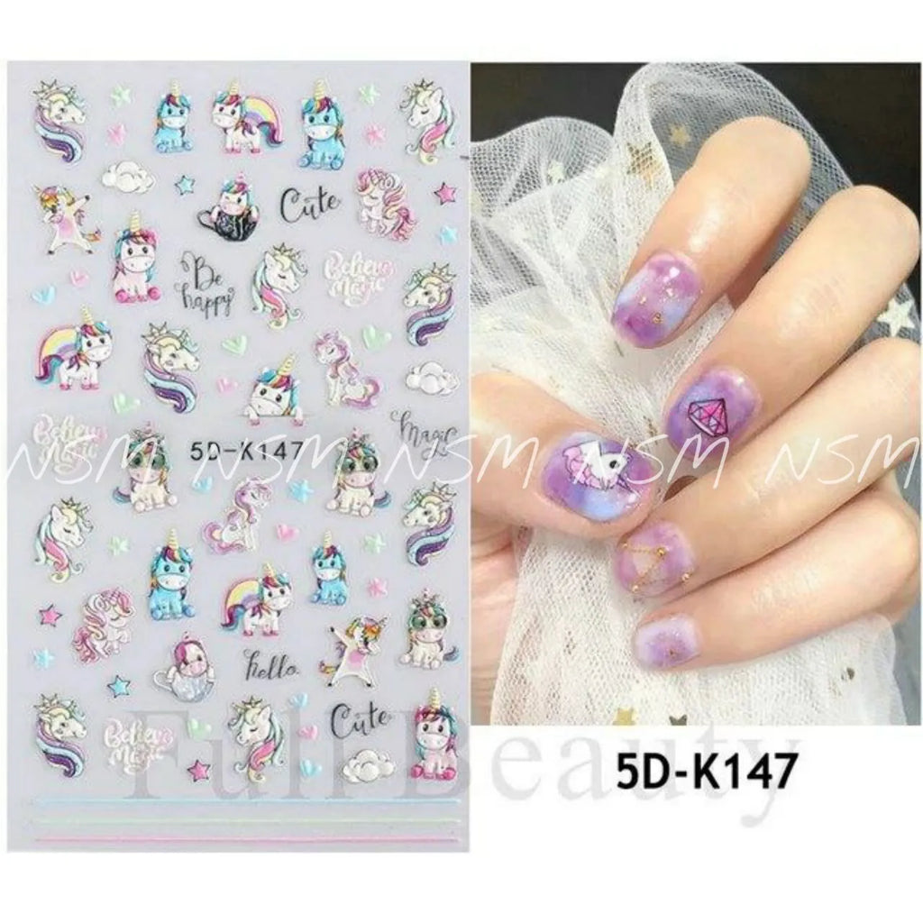 Cute Unicorn 5D Sticker Sheets