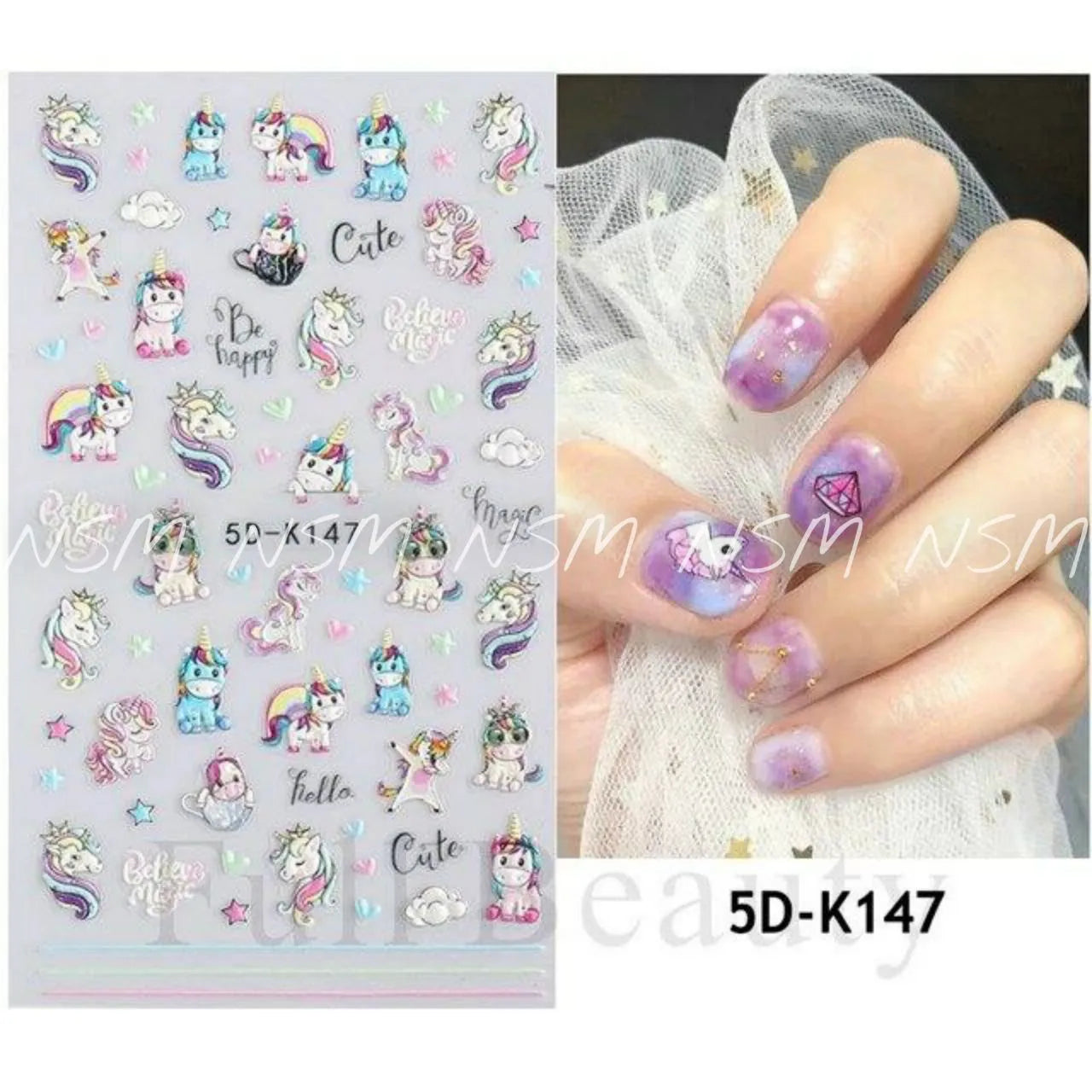 Cute Unicorn 5D Sticker Sheets