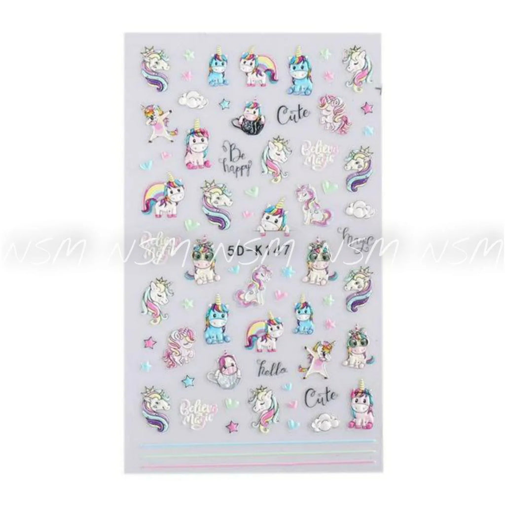 Cute Unicorn 5D Sticker Sheets