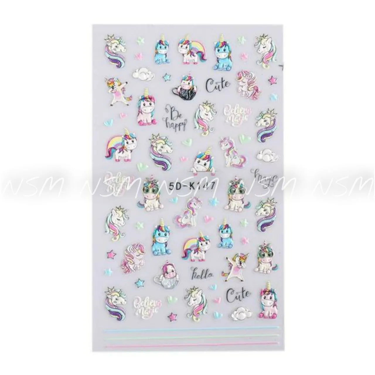 Cute Unicorn 5D Sticker Sheets