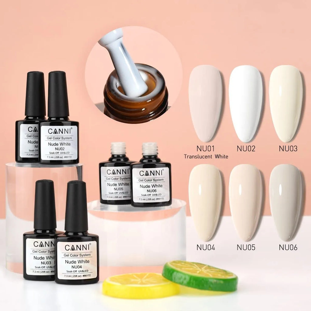 Canni Nude White Gel Polish (7.3ml) (Set Of 6)