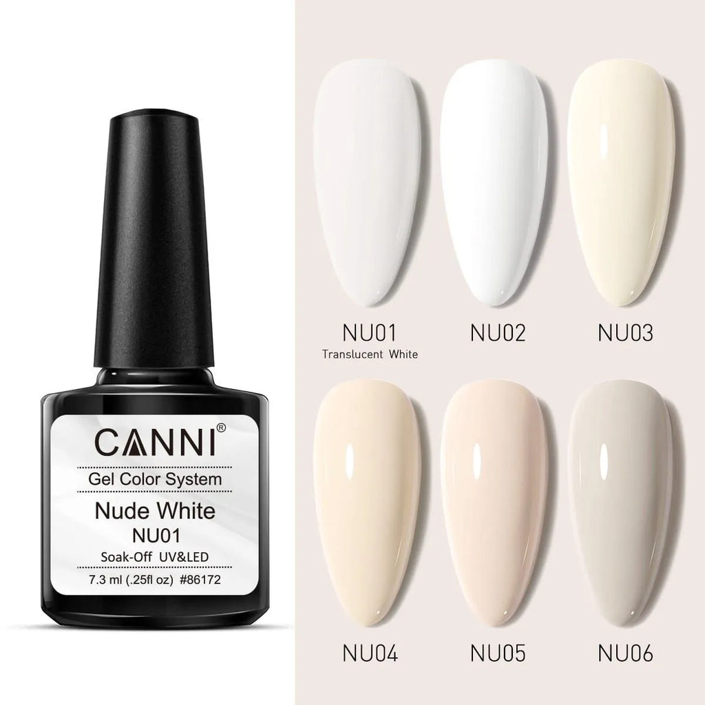 Canni Nude White Gel Polish (7.3ml) (Set Of 6)
