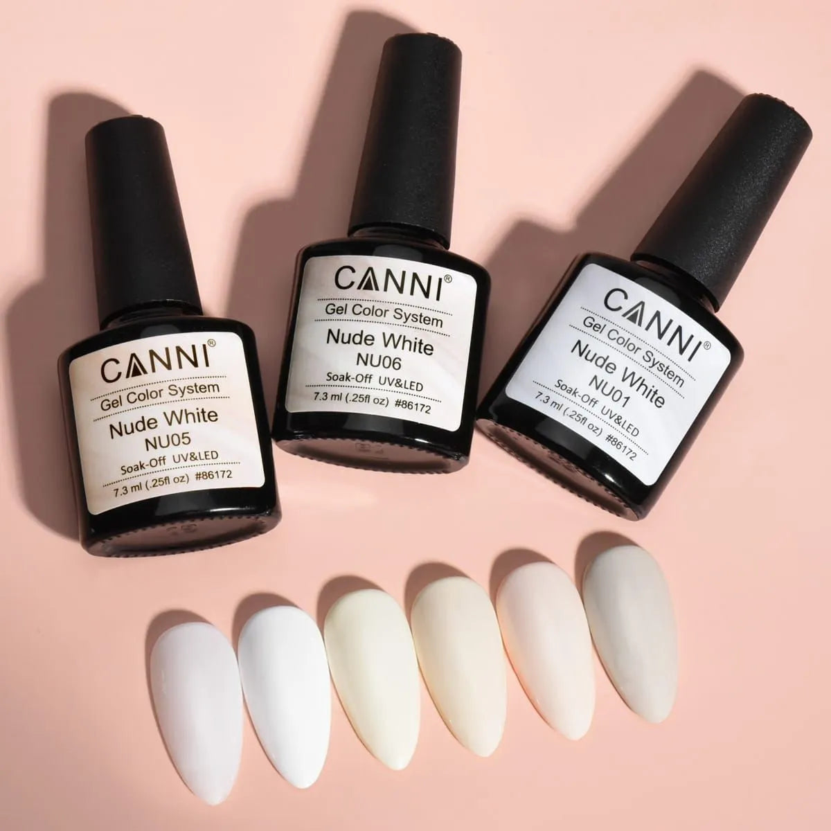 Canni Nude White Gel Polish (7.3ml) (Set Of 6)