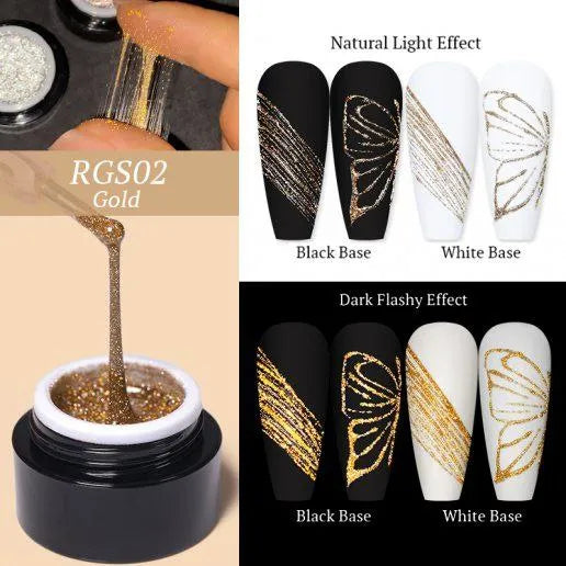 Born Pretty Gold Reflective Glitter Sparkling Effect Spider Nail Gel (5gm)
