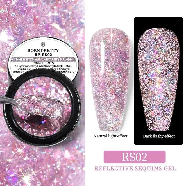 Born Pretty Aurora Pink Reflective Sequins Glitter Gel RS02 (5gm)