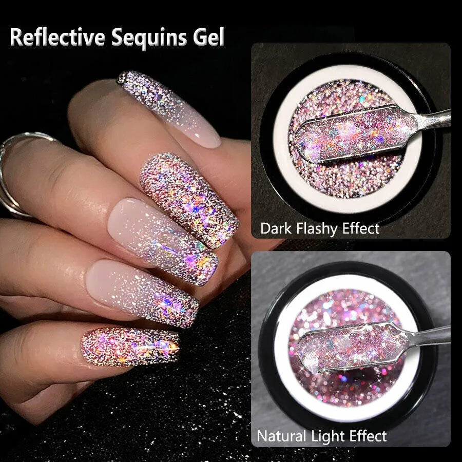 Born Pretty Aurora Pink Reflective Sequins Glitter Gel RS02 (5gm)