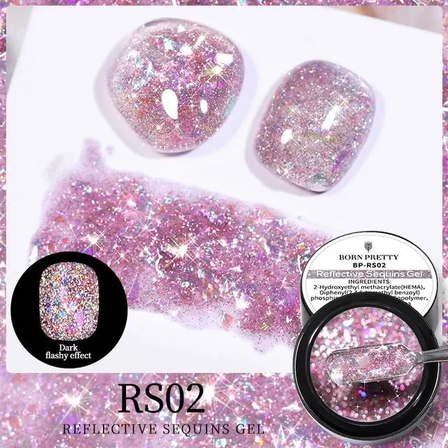 Born Pretty Aurora Pink Reflective Sequins Glitter Gel RS02 (5gm)