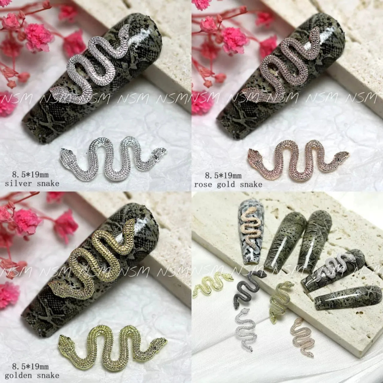Snake Nail Art Charms / Nail Accessory / Nail Jewelry ( Pack of 10 Snakes)