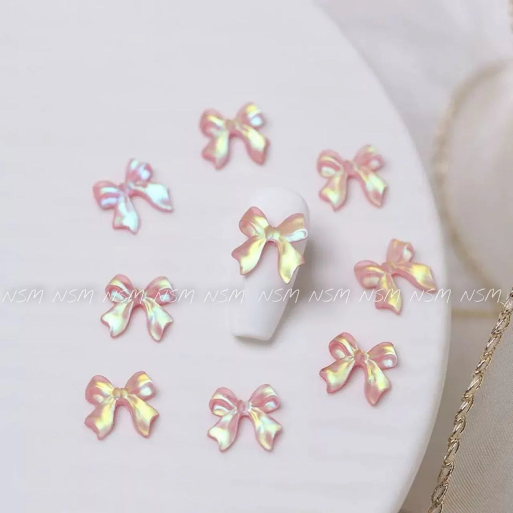 Frosted Aurora Bows Nail Charms (Pack Of 30 Pieces)