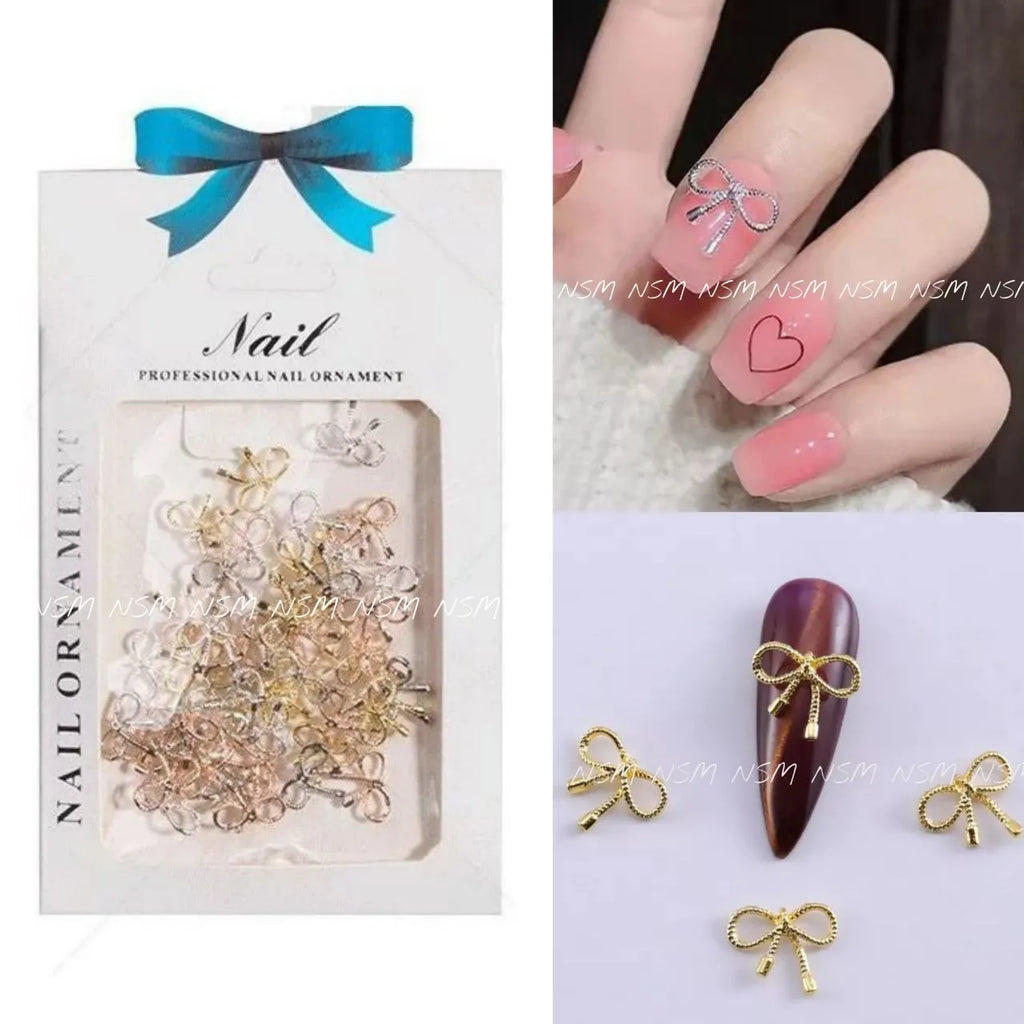 Gold, Silver and Copper Metallic Bow Charms (Pack Of 30 Pcs)