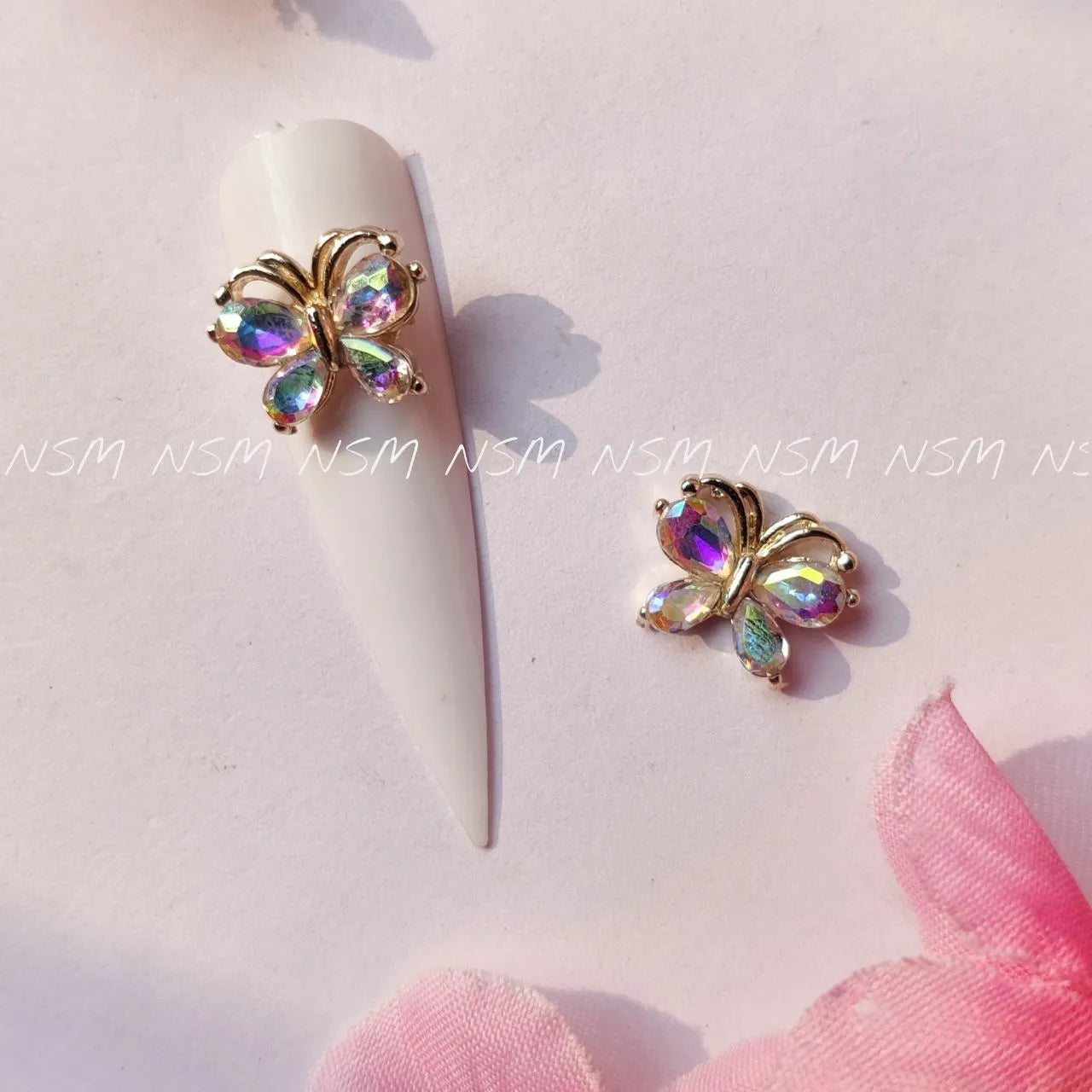 Ab Aurora Butterfly Nail Charms Pack Of 2 Piece