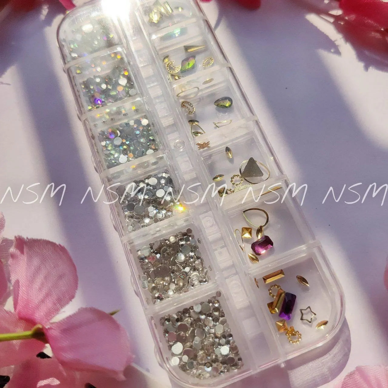 AB Aurora And Silver Rhinestones Mix Charms And Stones Grid