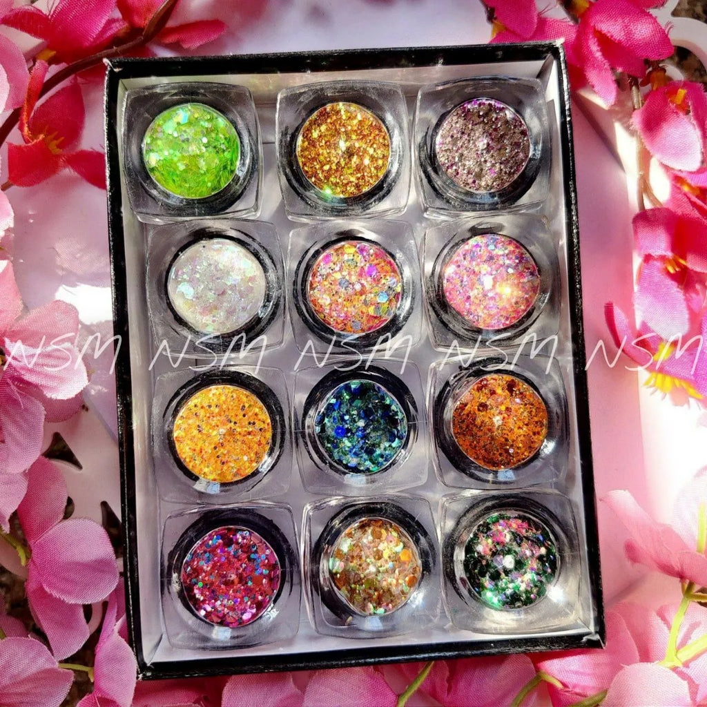 Nail Art Glitter And Mylars Mix (Set Of 12 Colors) (Set 2)