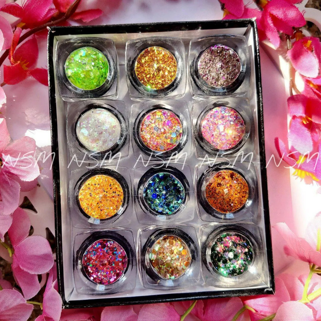 Nail Art Glitter And Mylars Mix (Set Of 12 Colors) (Set 2)