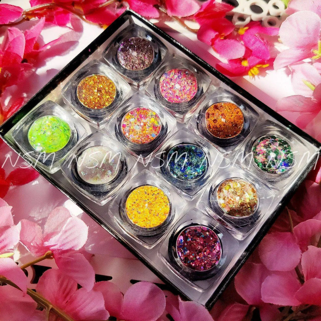 Nail Art Glitter And Mylars Mix (Set Of 12 Colors) (Set 2)