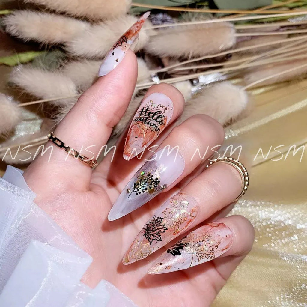 Autumn / Fall / Maple Leaves Golden Holographic Sticker Sheets