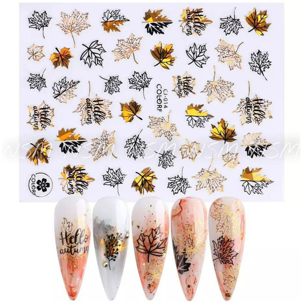 Autumn / Fall / Maple Leaves Golden Holographic Sticker Sheets