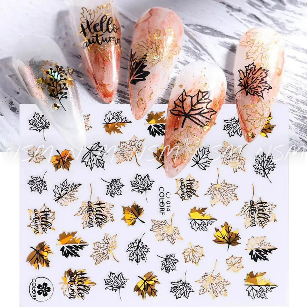 Autumn / Fall / Maple Leaves Golden Holographic Sticker Sheets
