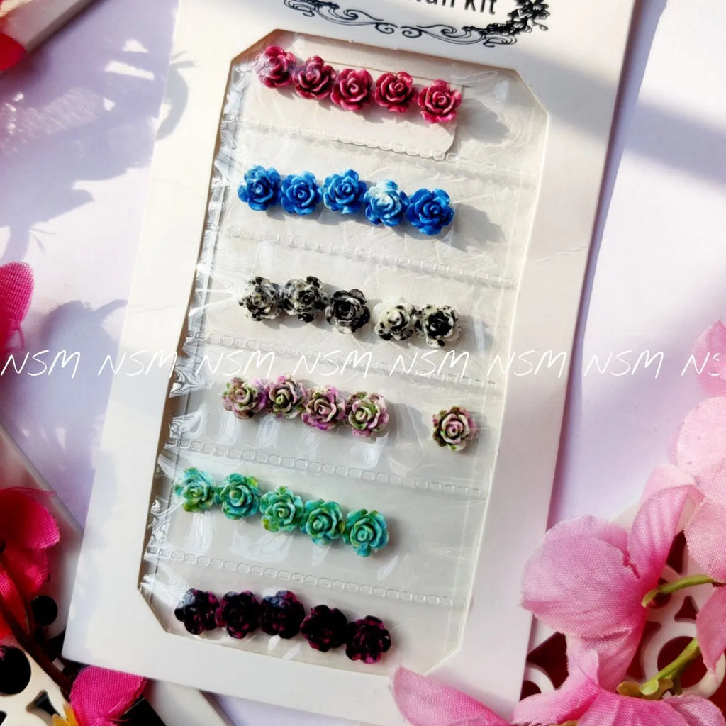 Multi Color Rose Flower Nail Charms
