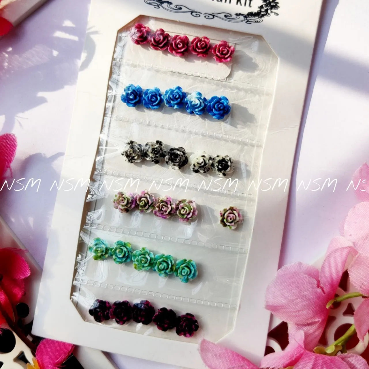 Multi Color Rose Flower Nail Charms