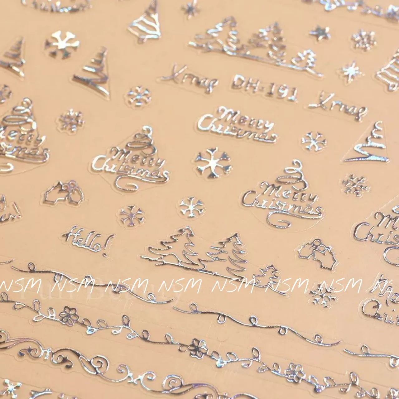 Christmas Themed Silver Holographic Sticker Sheets (DH-191)