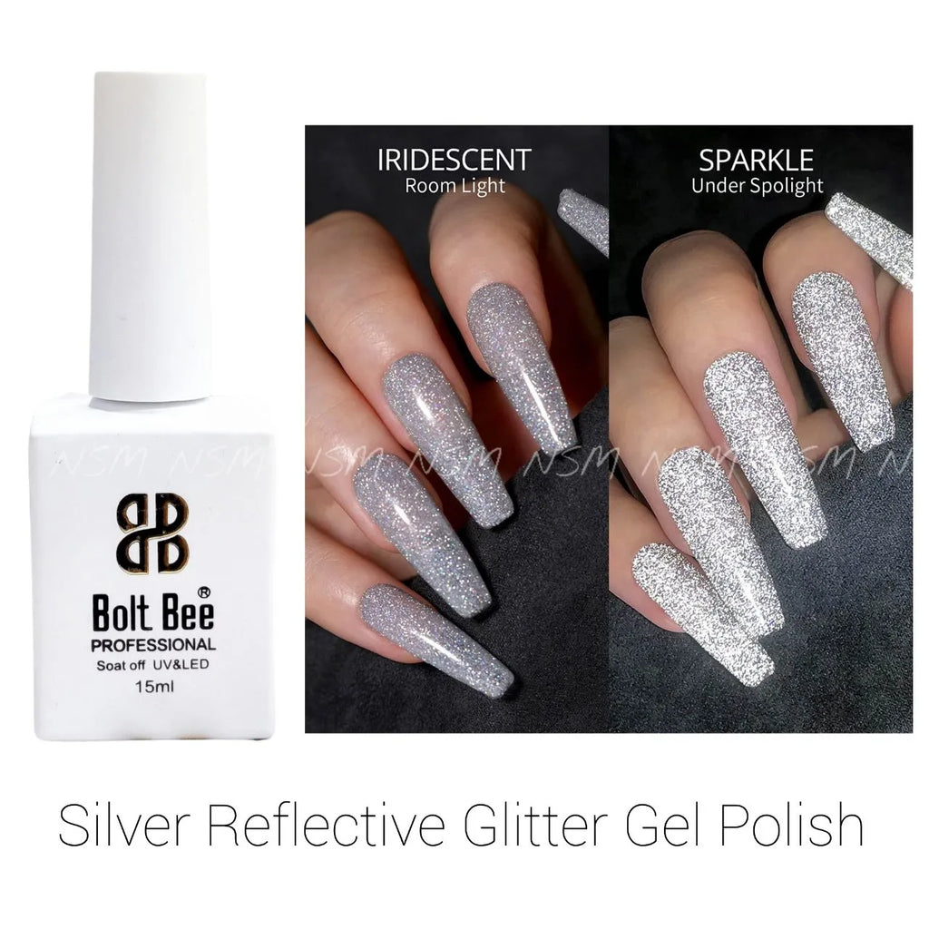 Bolt Bee Silver Reflective Glitter Gel Polish (15ml)