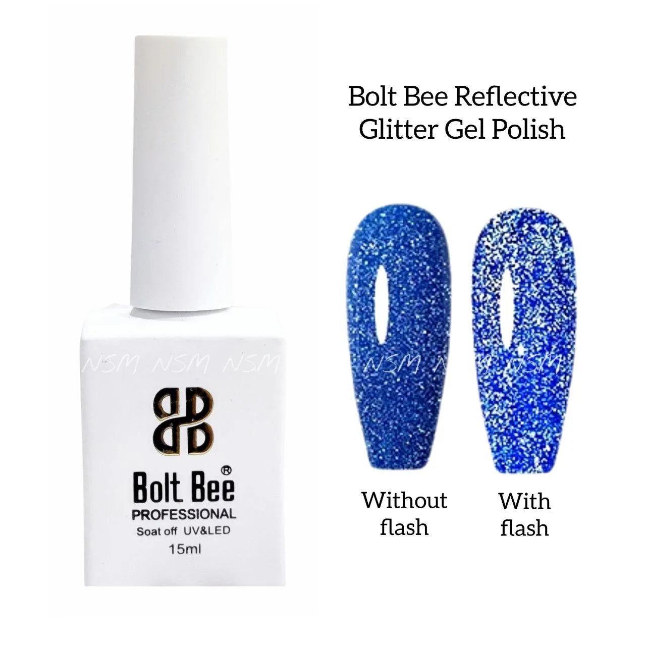 Bolt Bee Blue Reflective Glitter Gel Nail Polish (15ml)