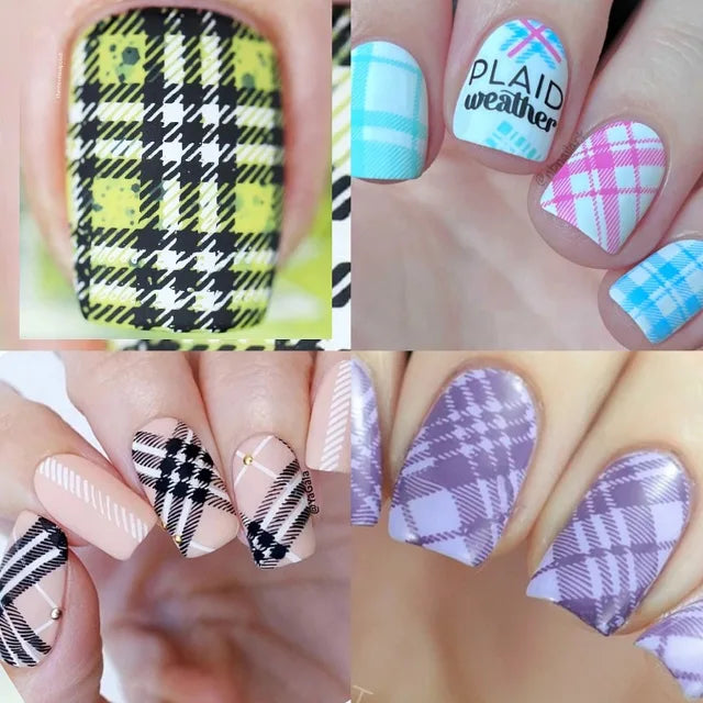 Checks, Waves And French Tip Large Nail Art Stamping Plate