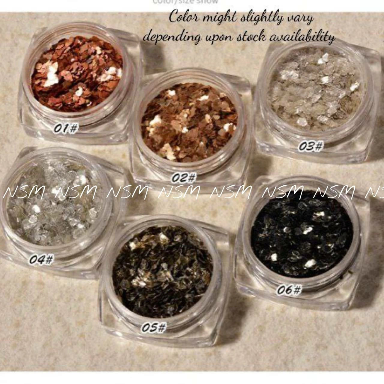 Irregular Mica Marble Shell Flake Mylars (Set Of 6)