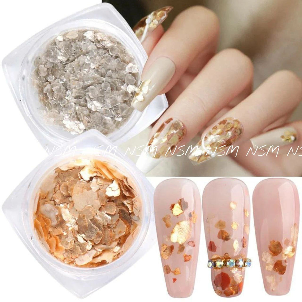 Irregular Mica Marble Shell Flake Mylars (Set Of 6)