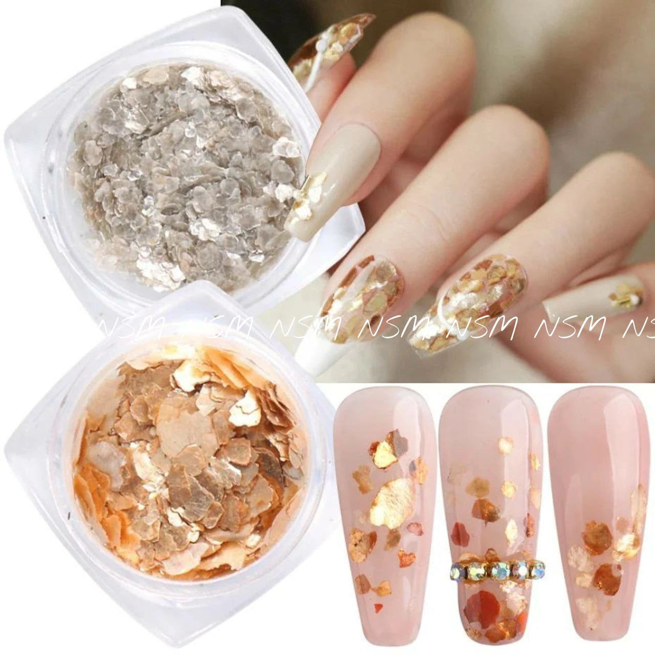 Irregular Mica Marble Shell Flake Mylars (Set Of 6)