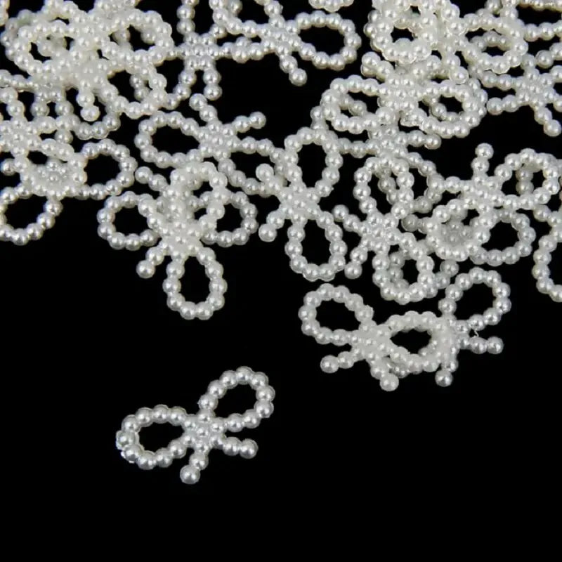 Ivory Pearl Bows Nail Charms (Pack of 10 Pcs)