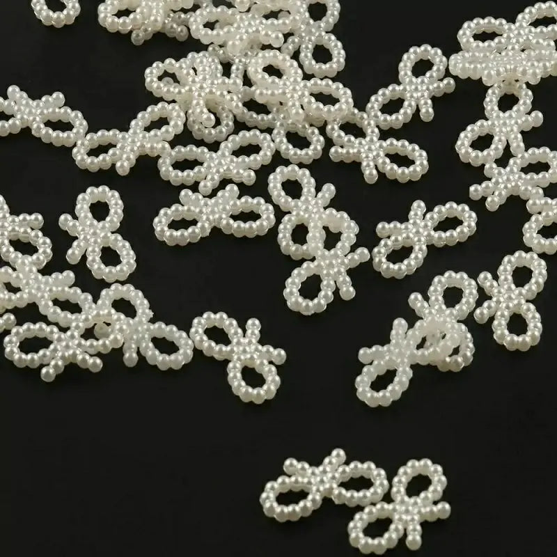 Ivory Pearl Bows Nail Charms (Pack of 10 Pcs)