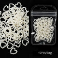 Ivory Pearl Hearts Nail Charms (Pack of 10 Pcs)