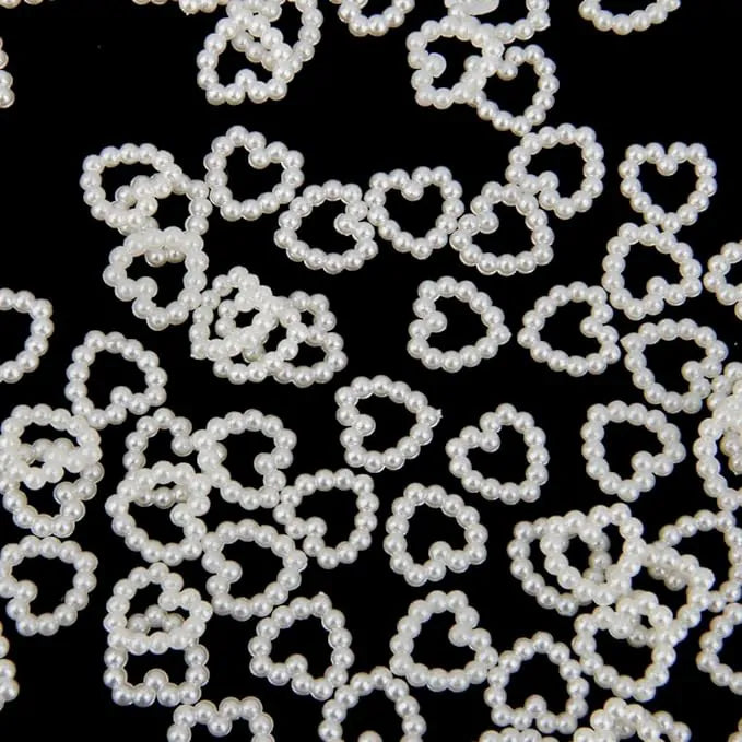 Ivory Pearl Hearts Nail Charms (Pack of 10 Pcs)