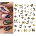 Black And Gold Holographic Sticker Sheets (Leaves And Fern JO-1617)