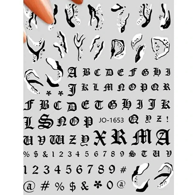 Alphabets Numbers Symbols And Abstracts Nail Stickers (JO-1653)