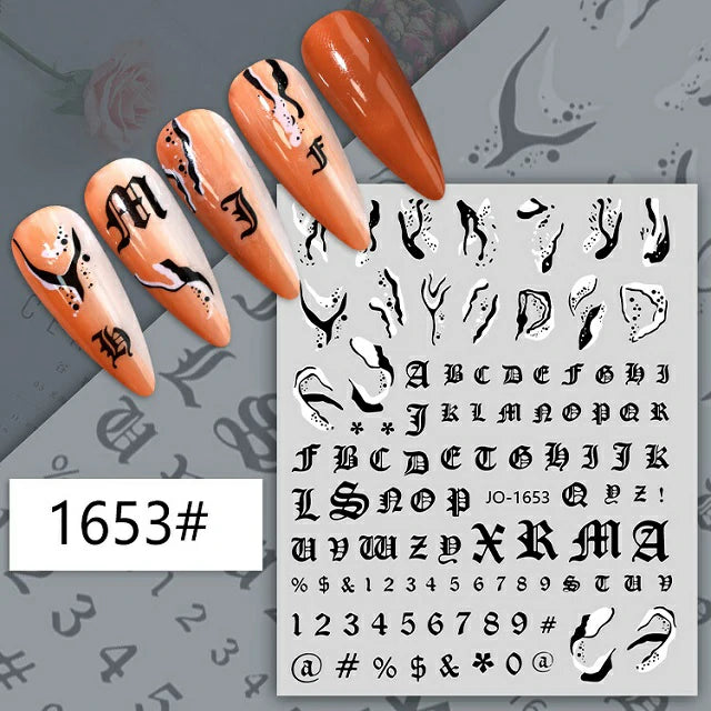 Alphabets Numbers Symbols And Abstracts Nail Stickers (JO-1653)