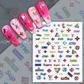 LV And Supreme Holographic Brand Nail Art Sticker Sheets (1523)