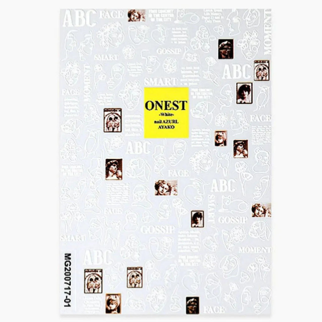 Lady Face Abstract And Text Nail Art Sticker Sheet (White)