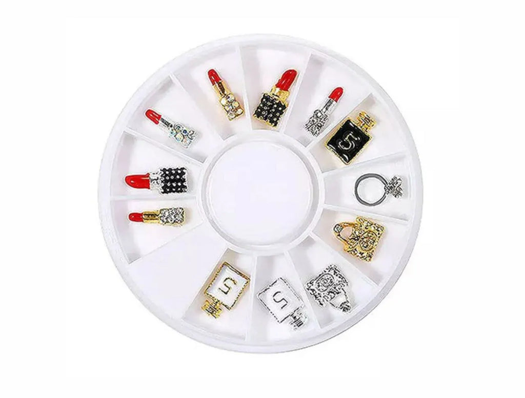 Lipstick, Perfume And Bag Nail Charms Wheel